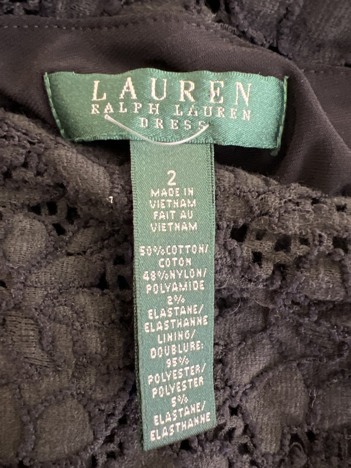 Lauren Ralph Lauren Women’s Black Lace One Shoulder Short Sheath Dress - 2