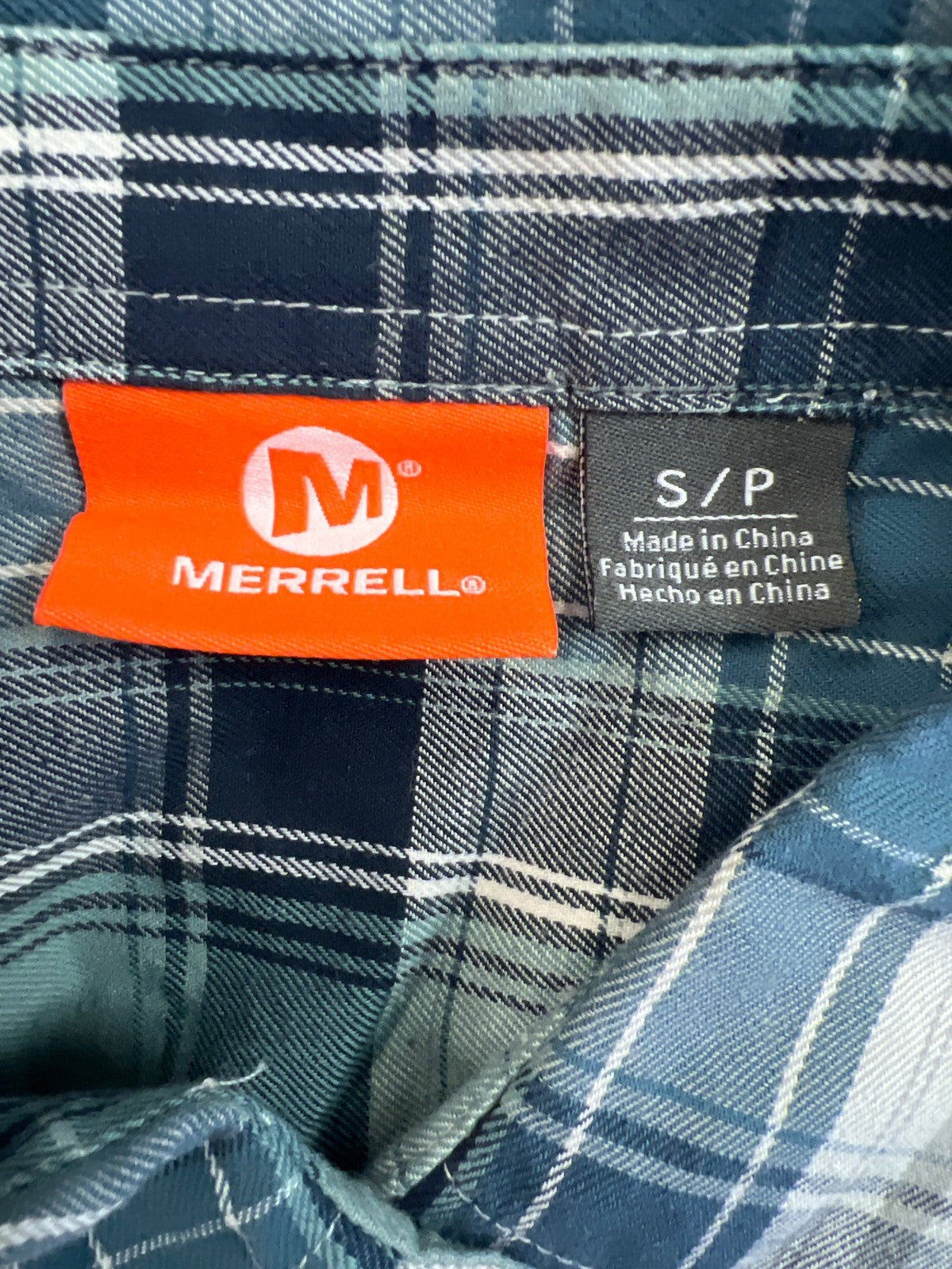 Merrell Women’s Blue Plaid Long Sleeve Button Up Flannel Shirt - S