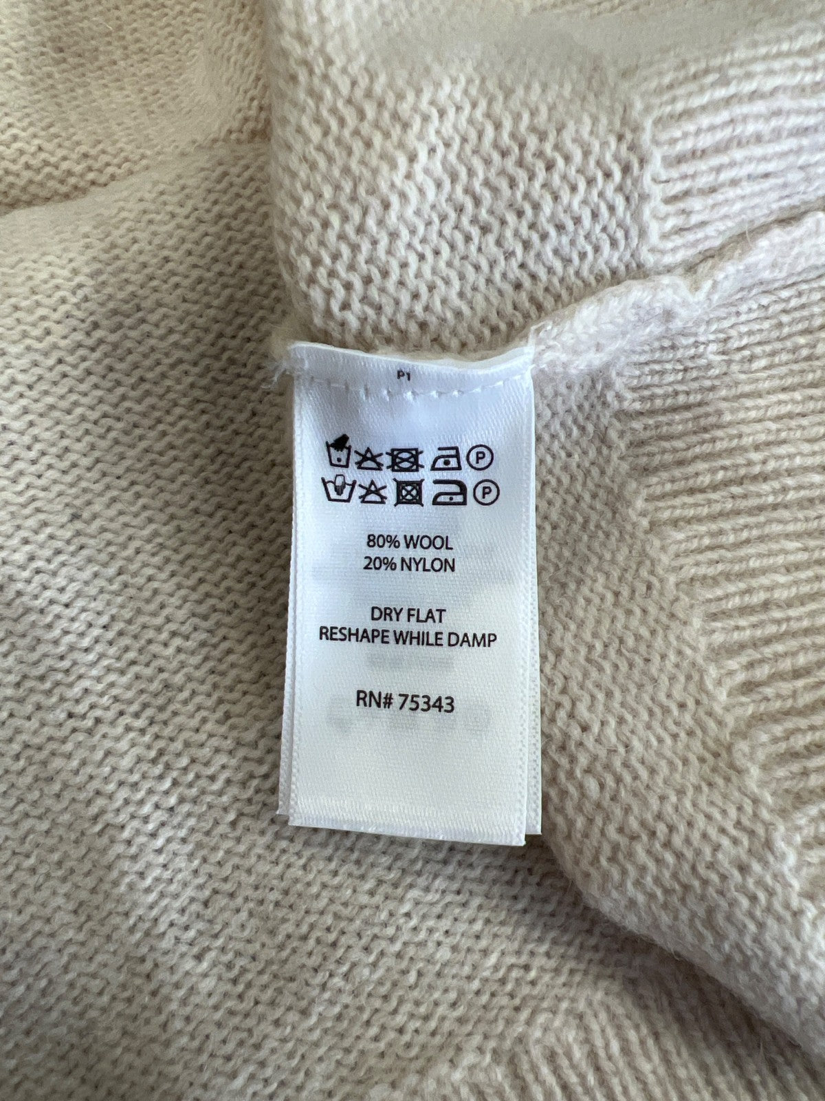 Tabitha Webb Women’s Ivory/Blue Long Sleeve Wool Blend Sweater - S