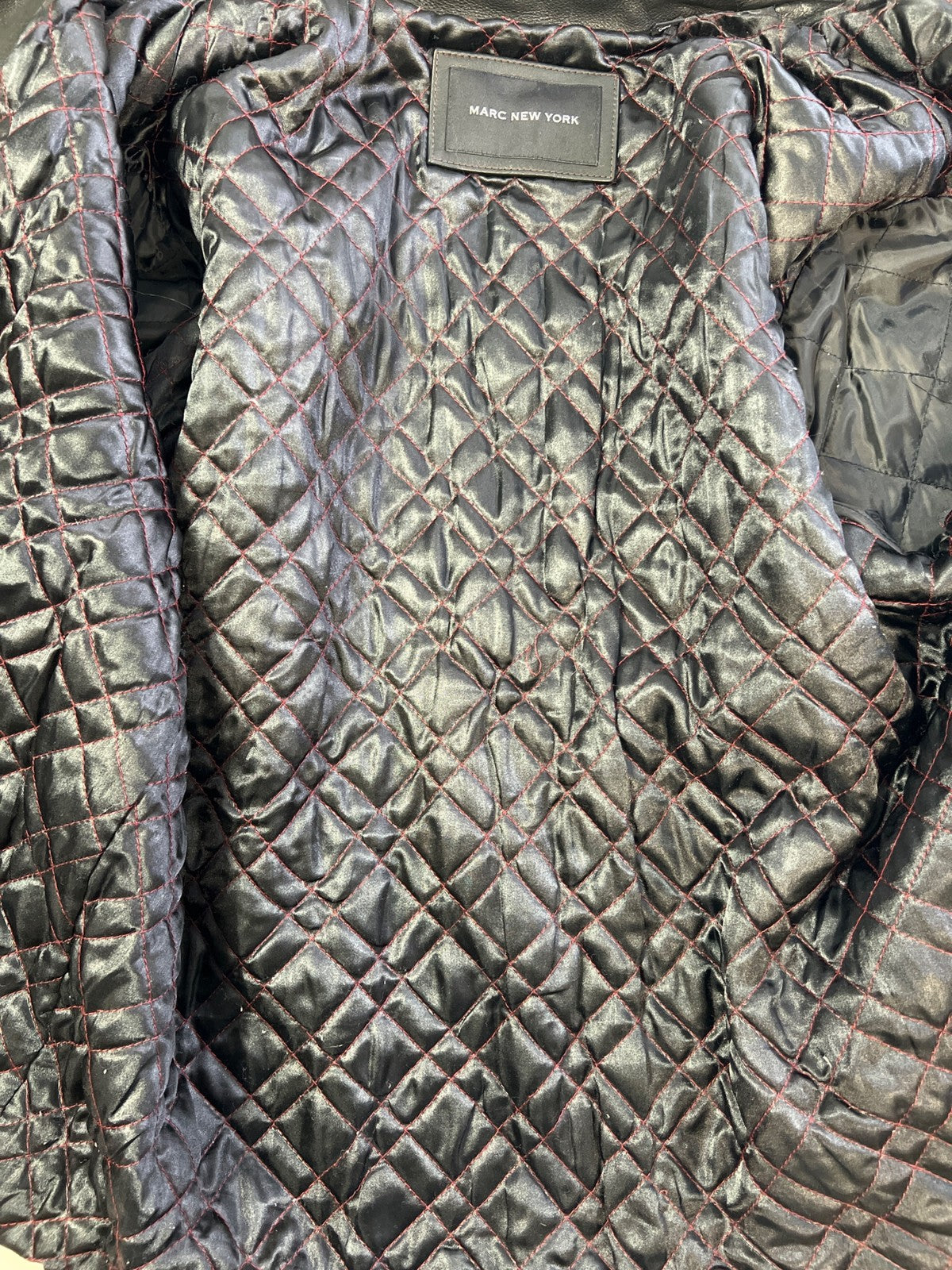 Marc New York Men’s Black Leather Full Zip Quilted Lined Jacket - XXL