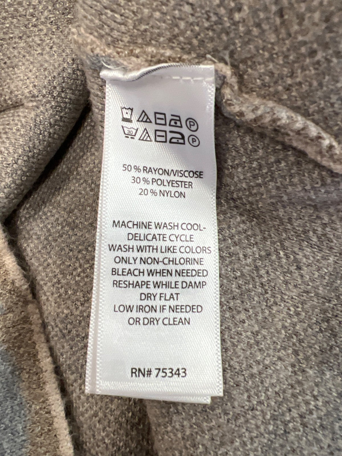 Tahari Women’s Beige/Gray Camouflage Long Sleeve Funnel Neck Sweatshirt - S