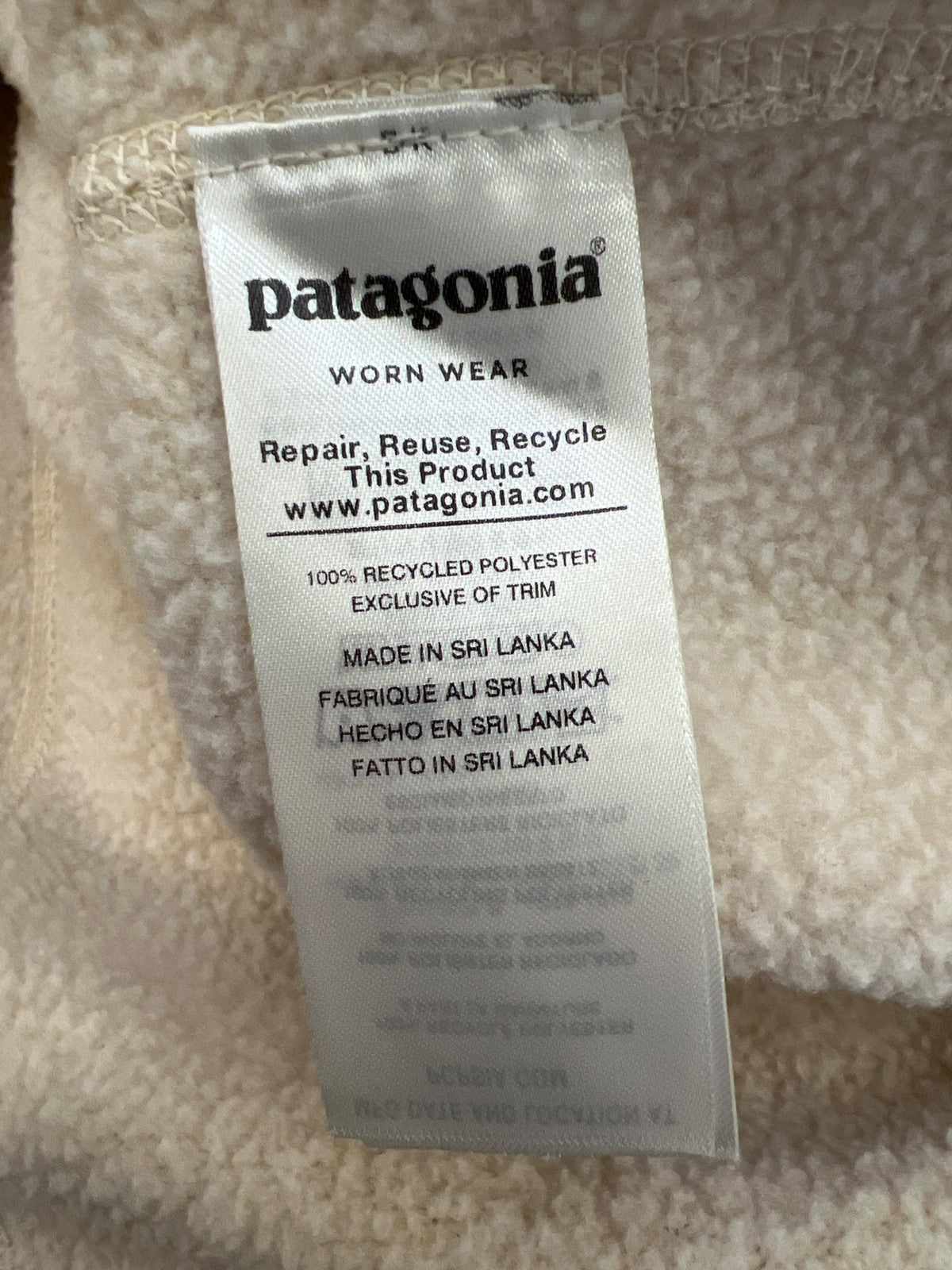 Patagonia Women’s Light Beige 1/4 Zip Pullover Better Sweater - XL