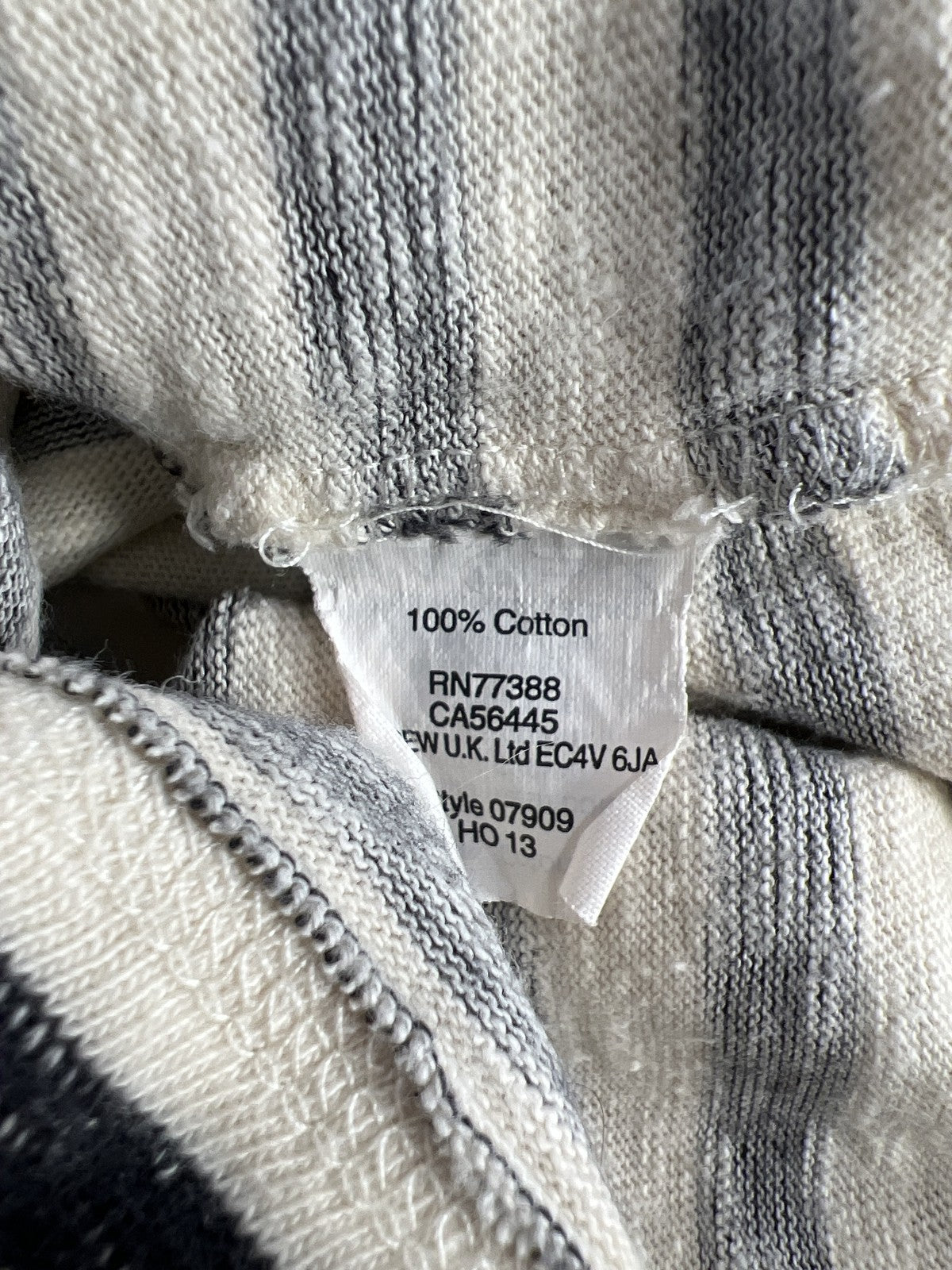 Madewell Women’s Ivory/Blue Striped 3/4 Sleeve T-Shirt - M