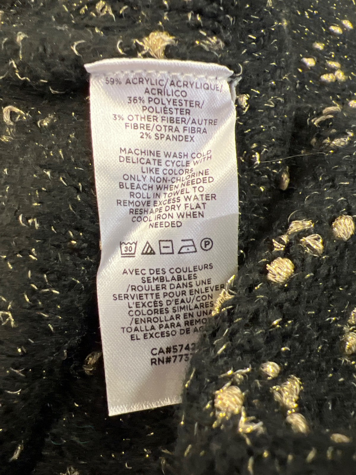 Ann Taylor Women’s Black/Gold Metallic Long Sleeve Sweater Dress - XL Petite