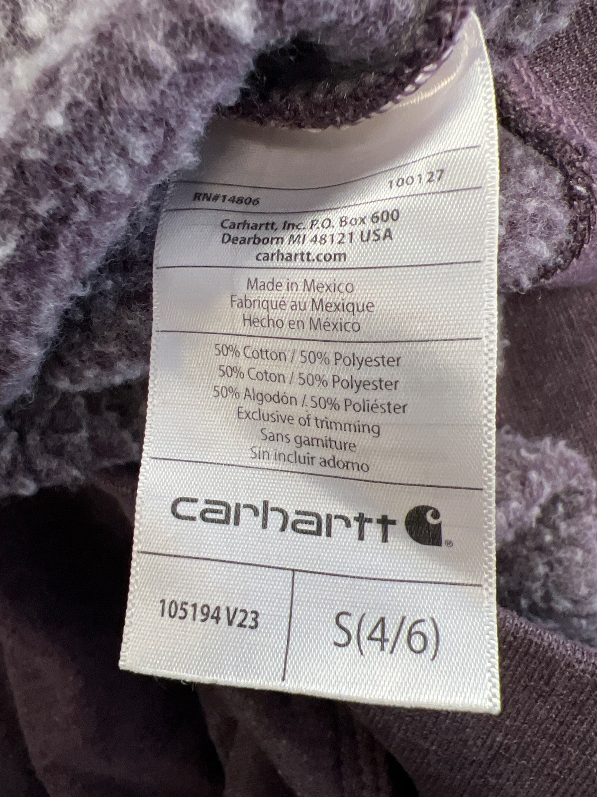 Carhartt Women’s Purple Relaxed Fit Long Sleeve Pullover Sweatshirt - S