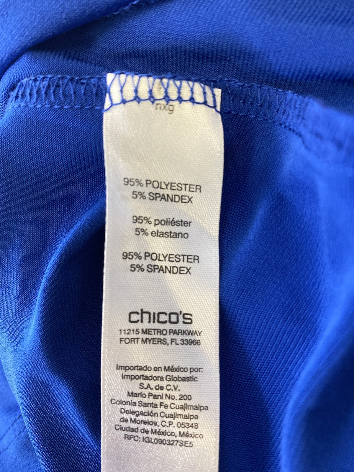 Easywear by Chico’s Women’s Blue Sleeveless Ruffle Front Shift Dress - 3/US XL