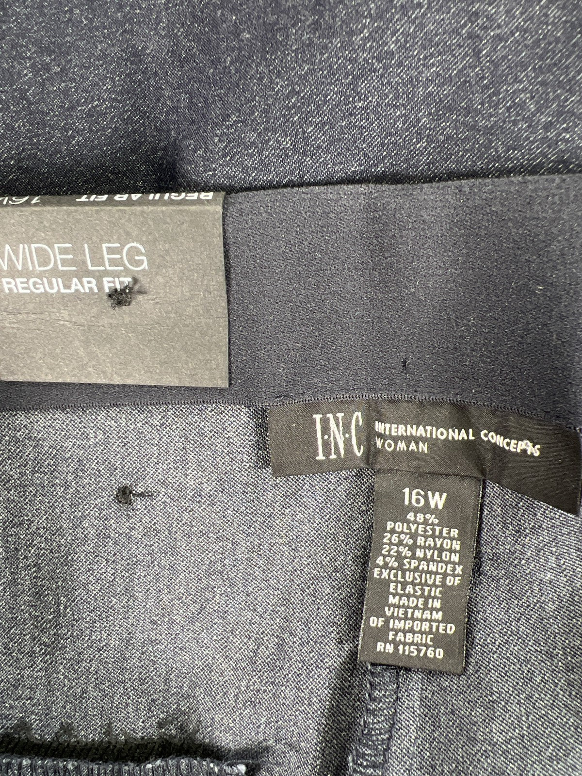 INC Women’s Blue Pull On Stretch Wide Leg Pants - 16W