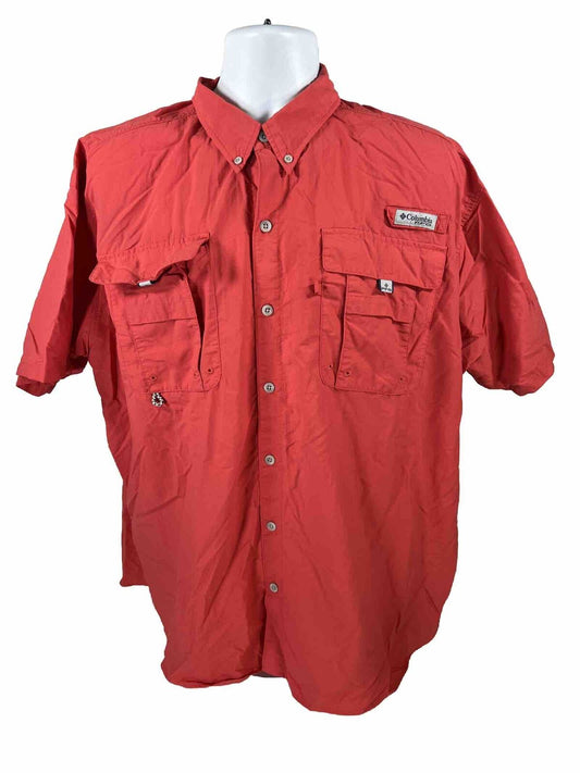 Columbia Men's Red Short Sleeve PFG Button Down Shirt - XL