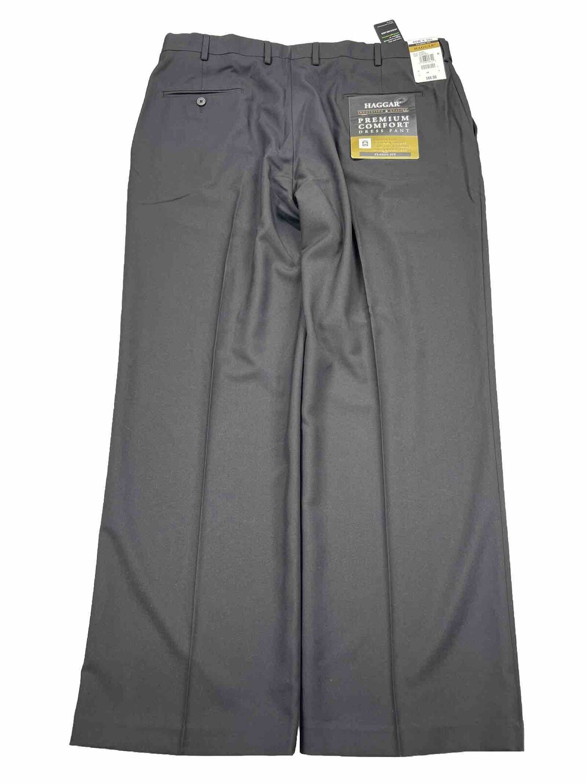 NEW Haggar Men's Black Classic Fit Flat Front Dress Pants - 40x30