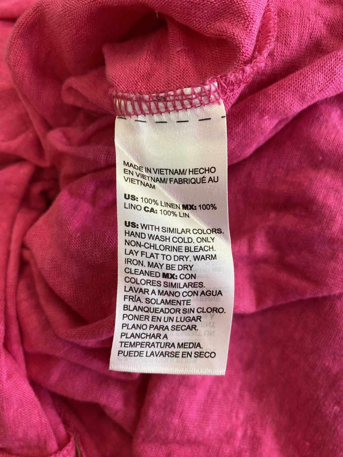 Chico’s Women’s Pink Linen V-Neck 1/2 Sleeve T-Shirt - 0/US S