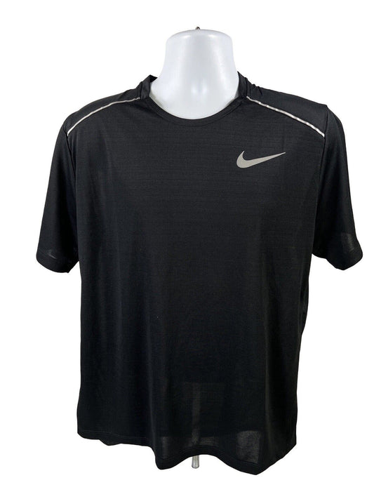Nike Men's Black Miler Dri-Fit Running Short Sleeve Shirt - L
