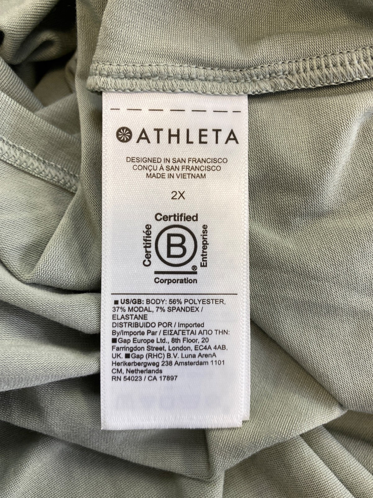 Athleta Women’s Mint Green Ease in 3/4 Sleeve Shirt - Plus 2X