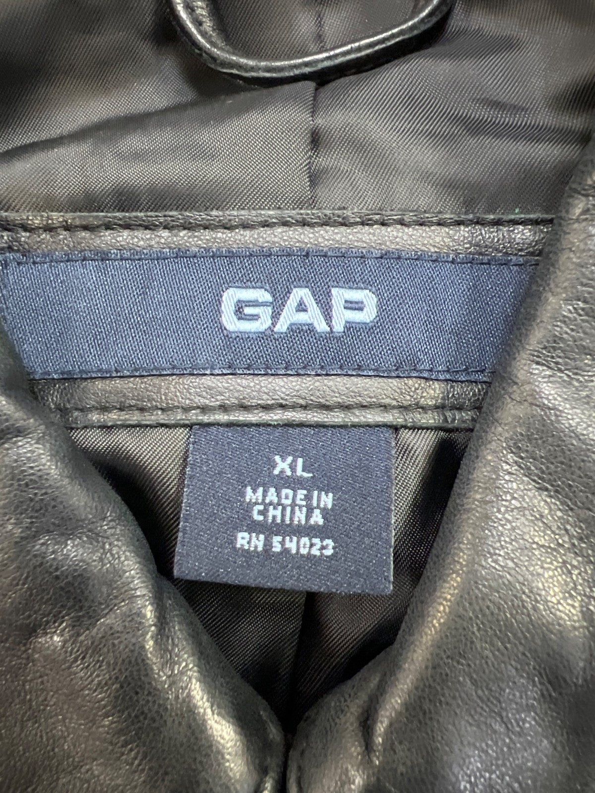 Gap Women’s Black Leather Full Zip Basic Jacket - XL