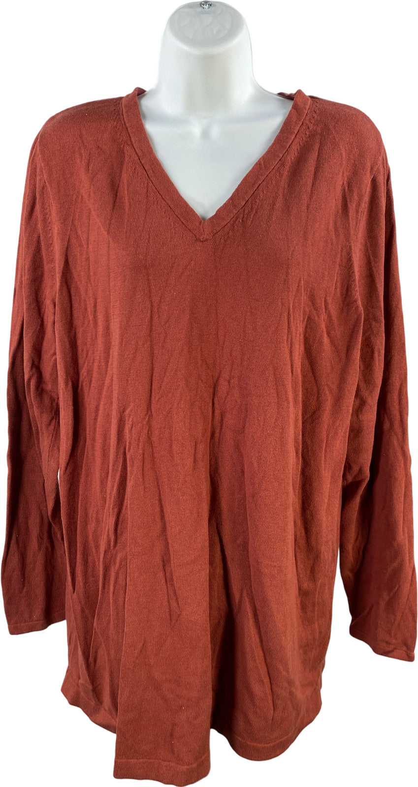 Women's Orange/Brown Long Sleeve Tunic Sweater L Tall