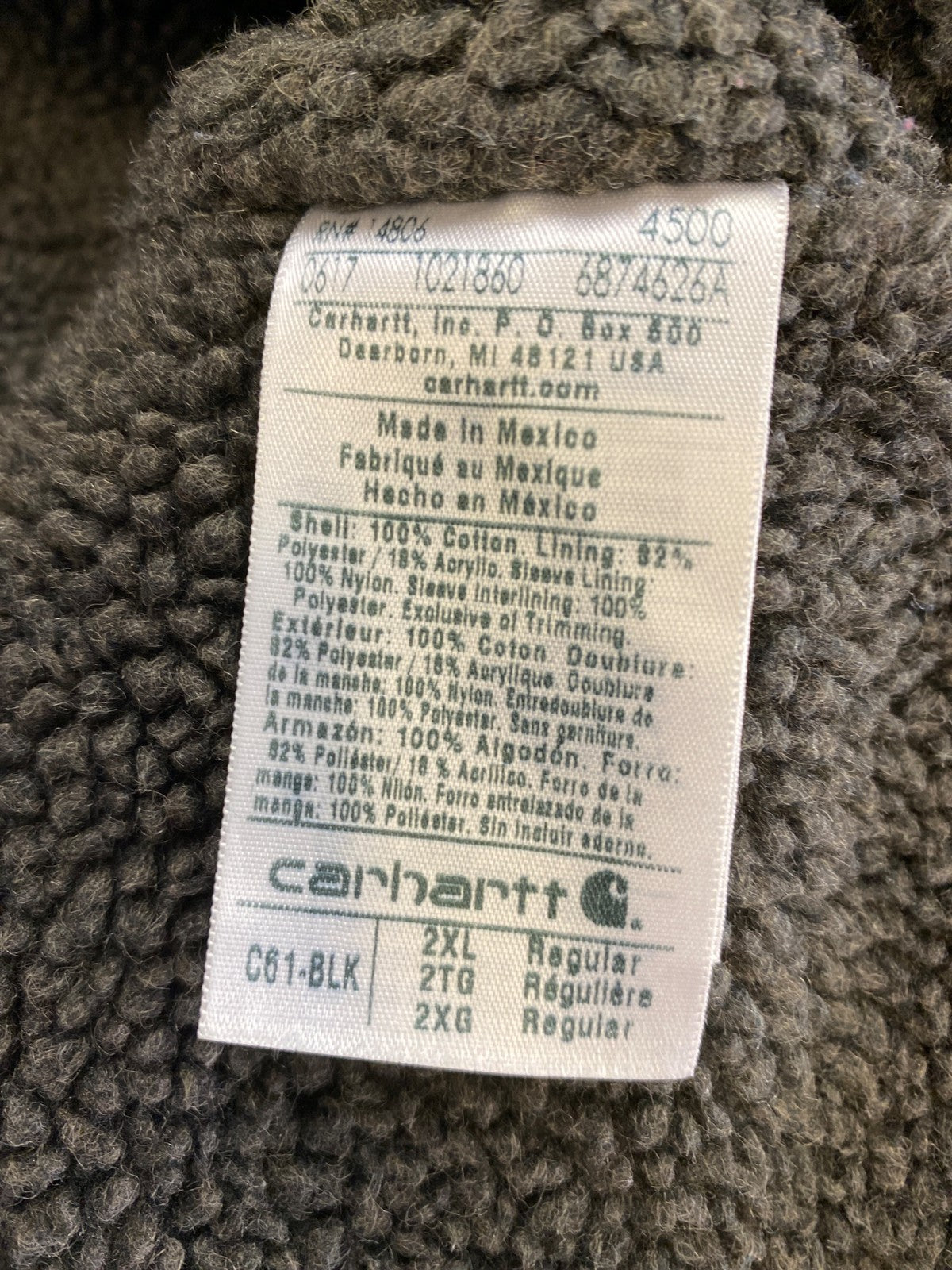 Carhartt Men’s Black Ridge Sherpa Lined Duck Canvas Coat - 2XL