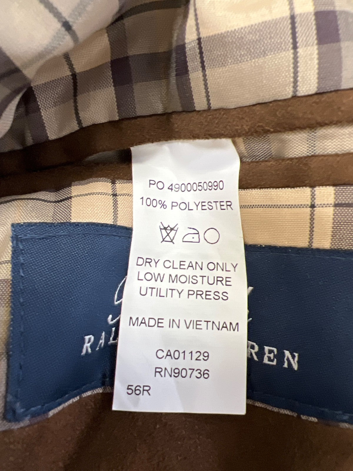 Ralph Lauren Men’s Brown Faux Suede Two Button Jacket - 56