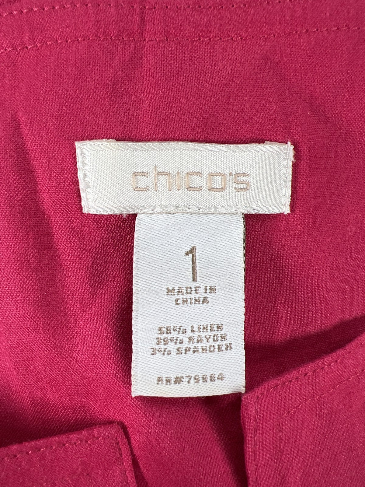 Chico’s Women’s Red/Pink Short Sleeve V-Neck T-Shirt Shift Dress - 1/US M