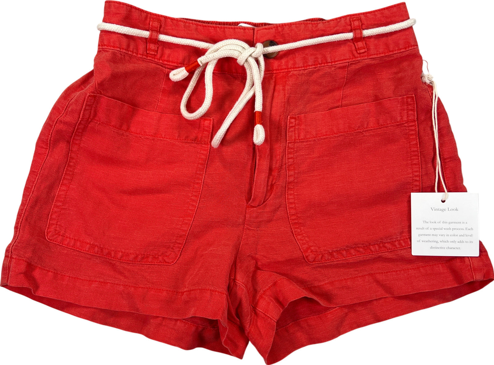 C&C California Women's Coral Red Linen Blend Shorts XS – The