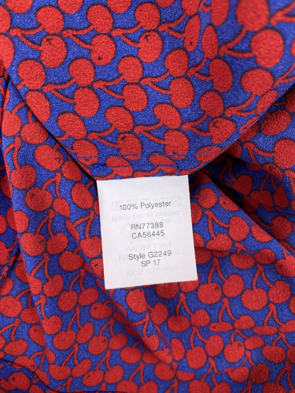 J.Crew Women’s Blue/Red Cherry Print Sleeveless Blouse - 12