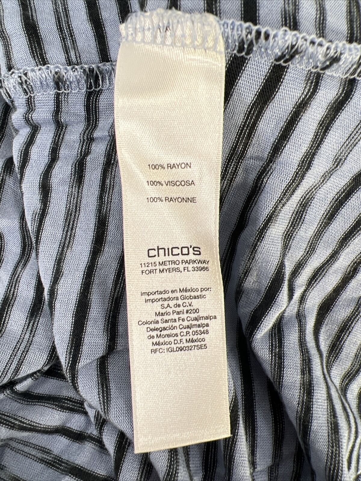 Chico's Women's Blue Striped Cap Sleeve Asymmetrical Top - 0/US S