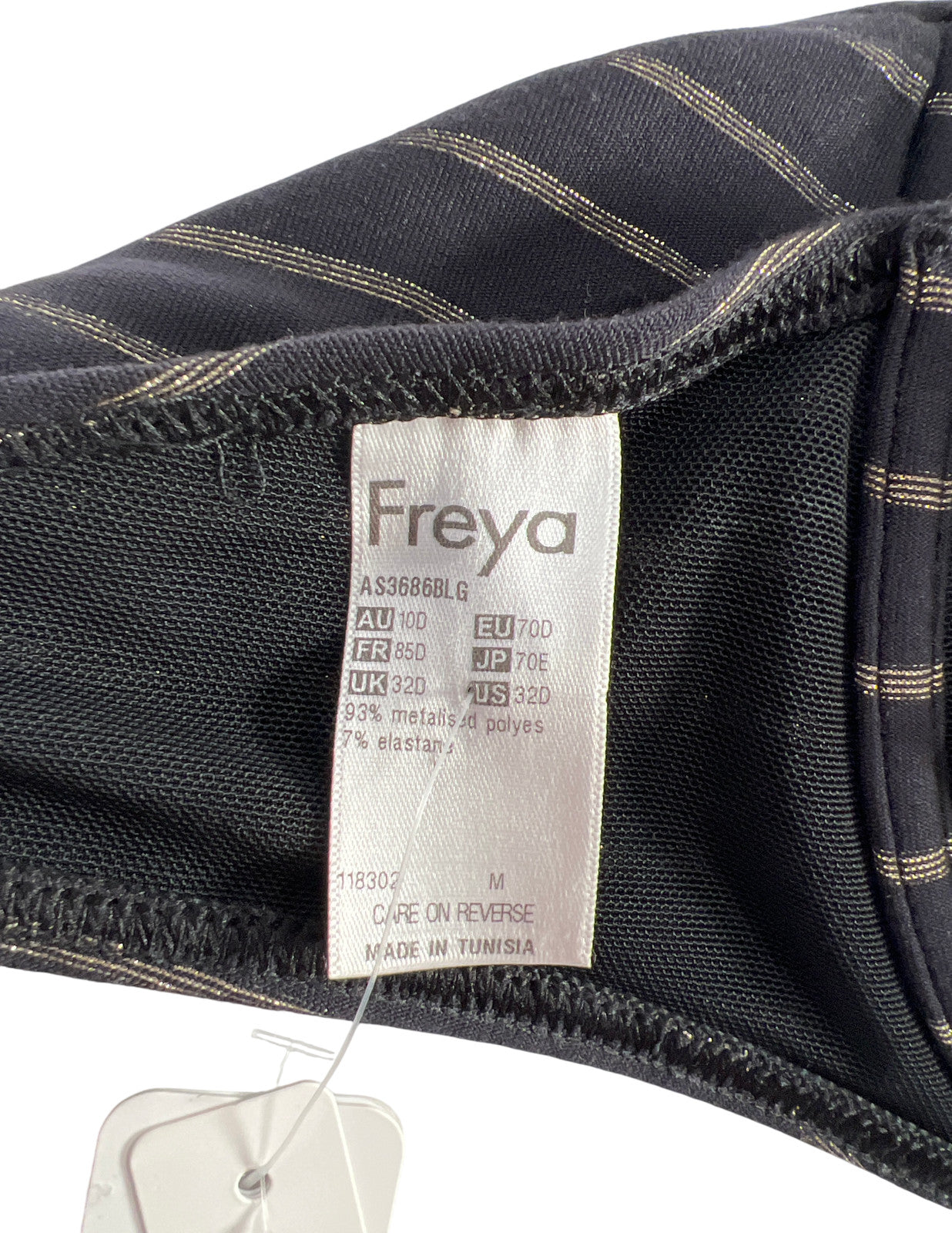 NEW Freya Women’s Gold/Black Striped Rock Beach Bikini Swim Top - 32D