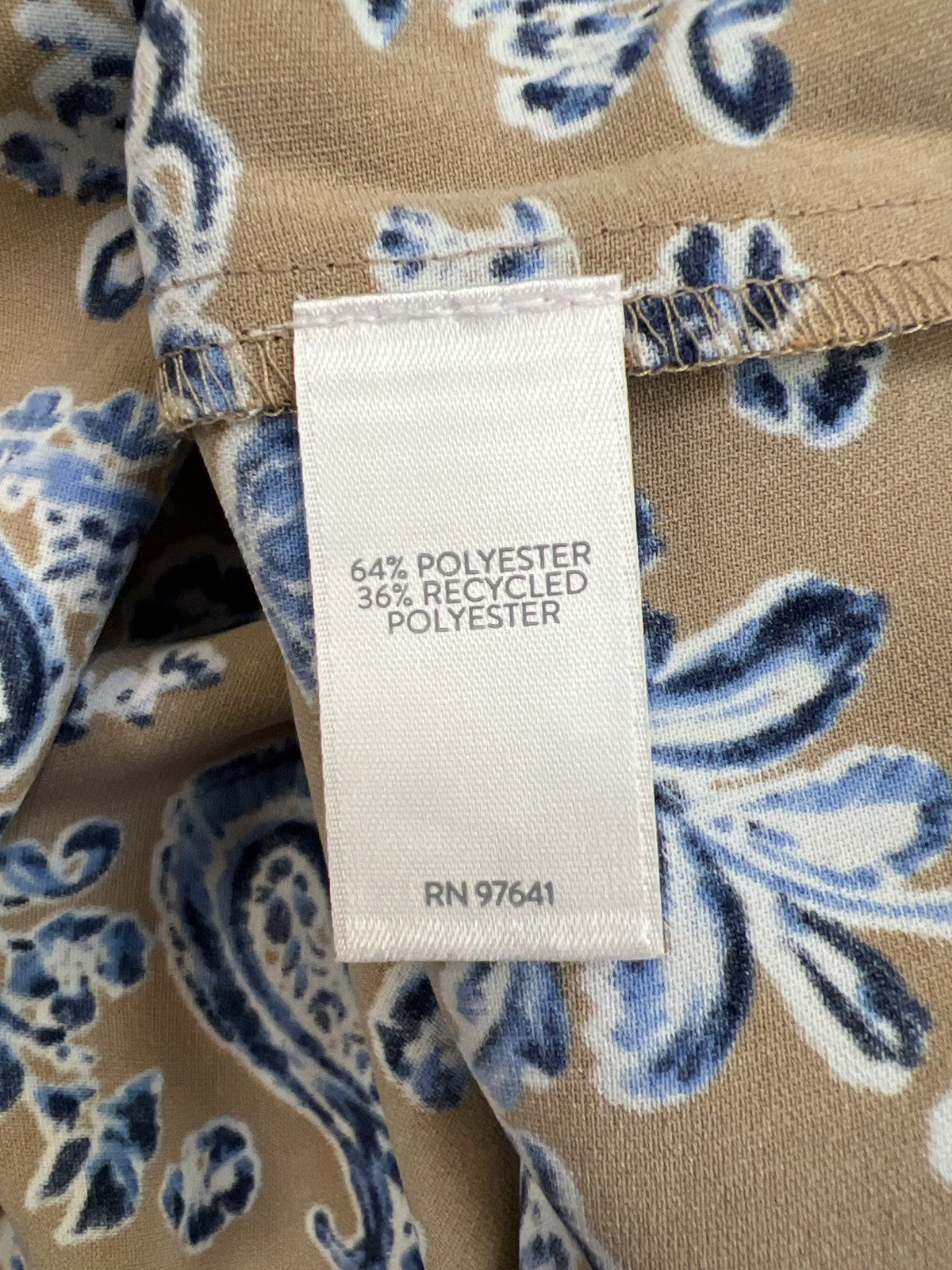 J.Jill. Women’s Brown/Blue Paisley Long Sleeve V-Neck Blouse - Plus 2X