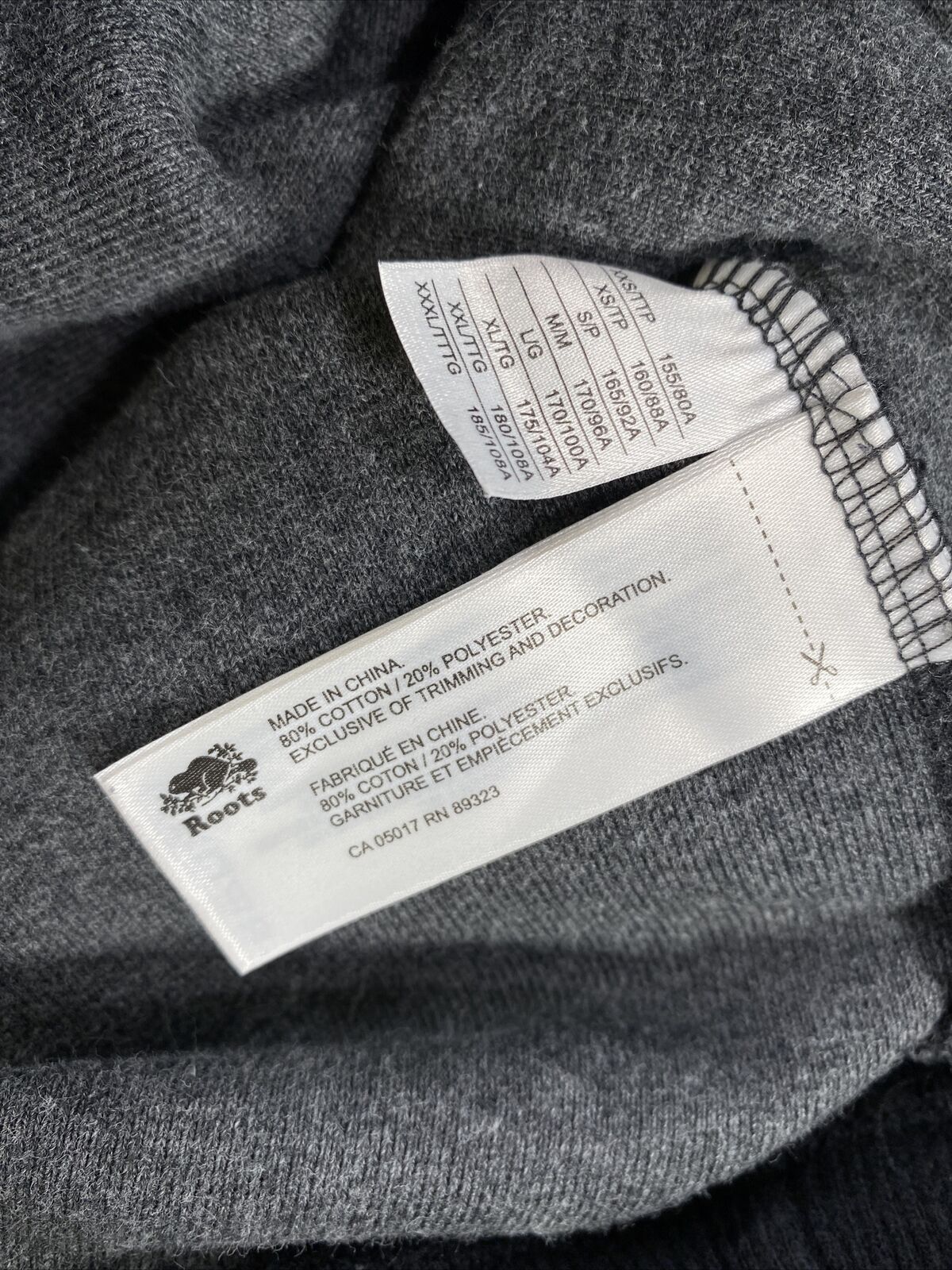 Roots Men's Black Long Sleeve Full Zip Hooded Sweatshirt - XS