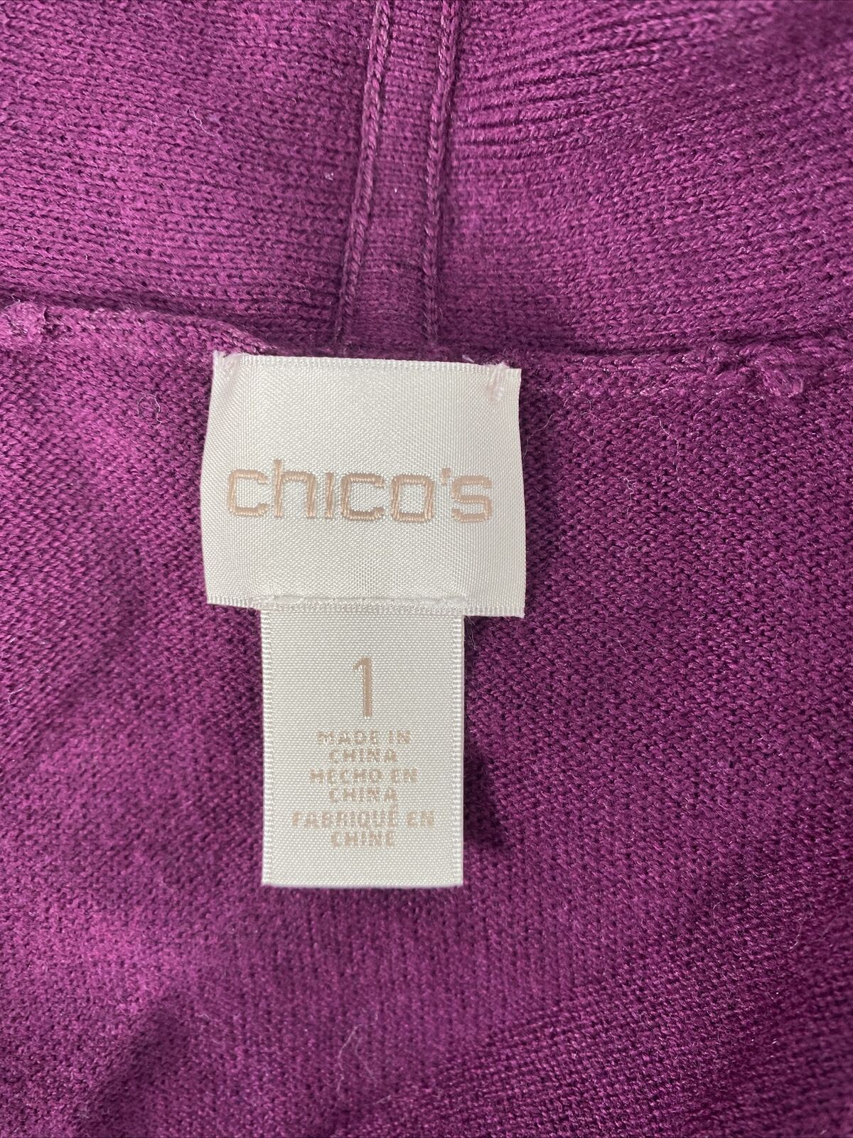 Chico's Women's Purple Long Sleeve Knit Cardigan Sweater - 1 (US M)
