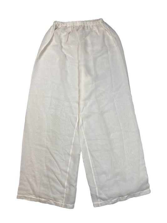 Fred Hayman Women's White 100% Silk Sheer Loose Fit Pants - L