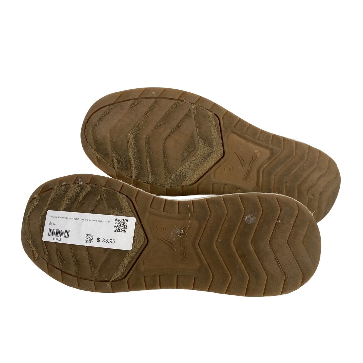 Nautica Women's Beige Stretch Lace Up Casual Sneakers - 9