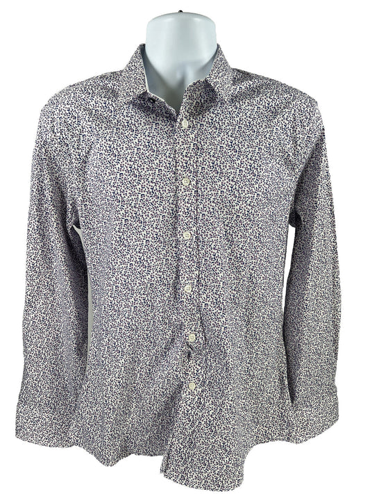Duchamp Men's Purple Floral Slim Fit Button Up Dress Shirt - 16/L