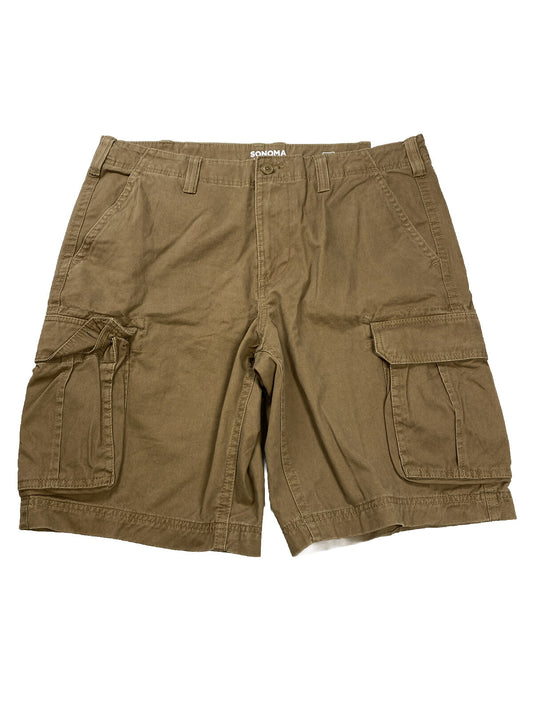 NEW Sonoma Men's Brown Cotton Cargo Shorts - 38