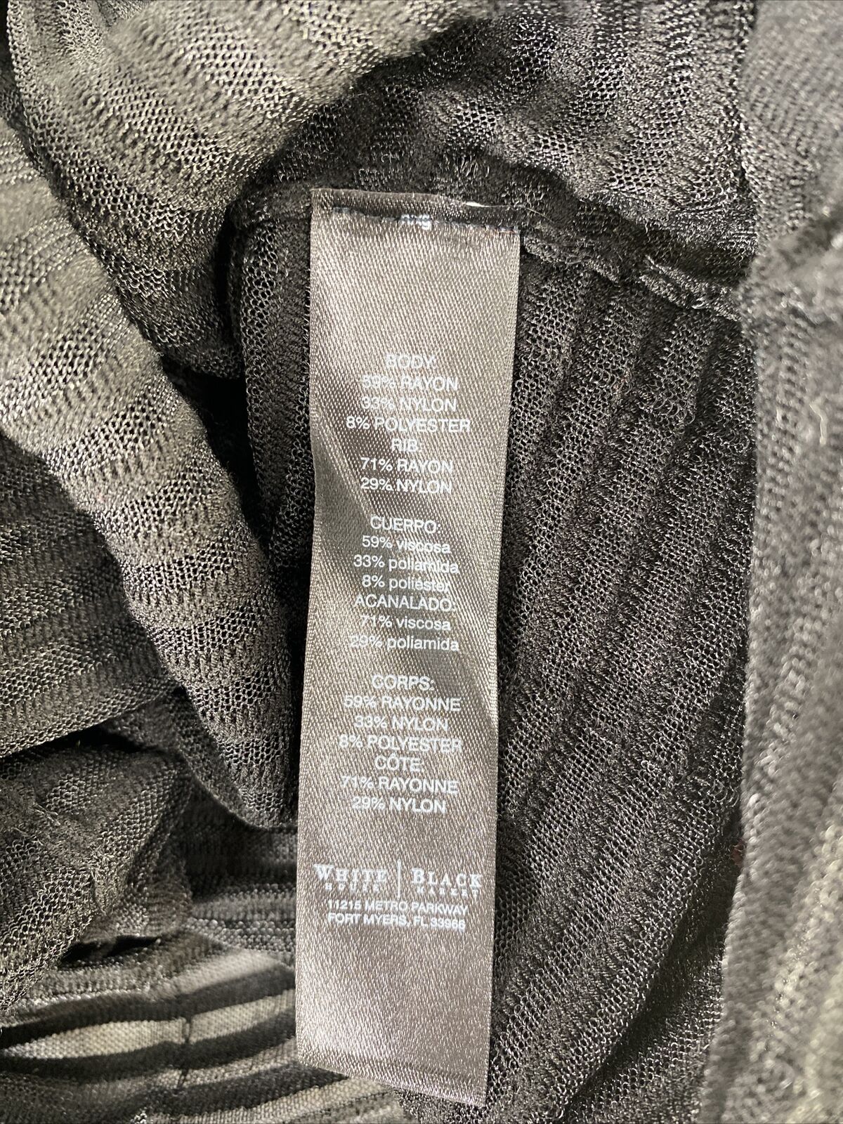 White House Black Market Women's Black Sheer 3/4 Sleeve Top - S