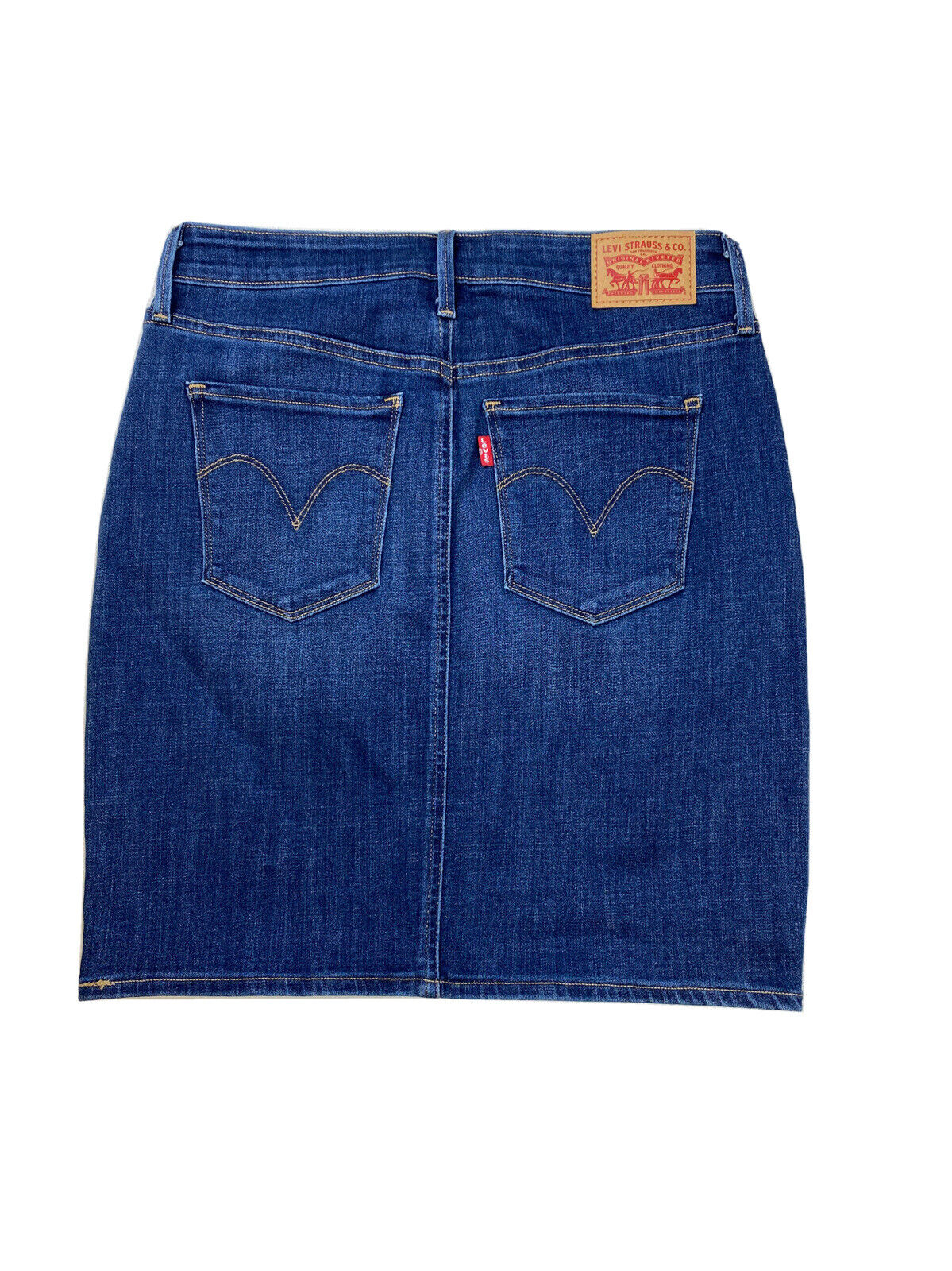 Levi's Women's Dark Wash Blue Denim Stretch Jean Straight Skirt - 26 in