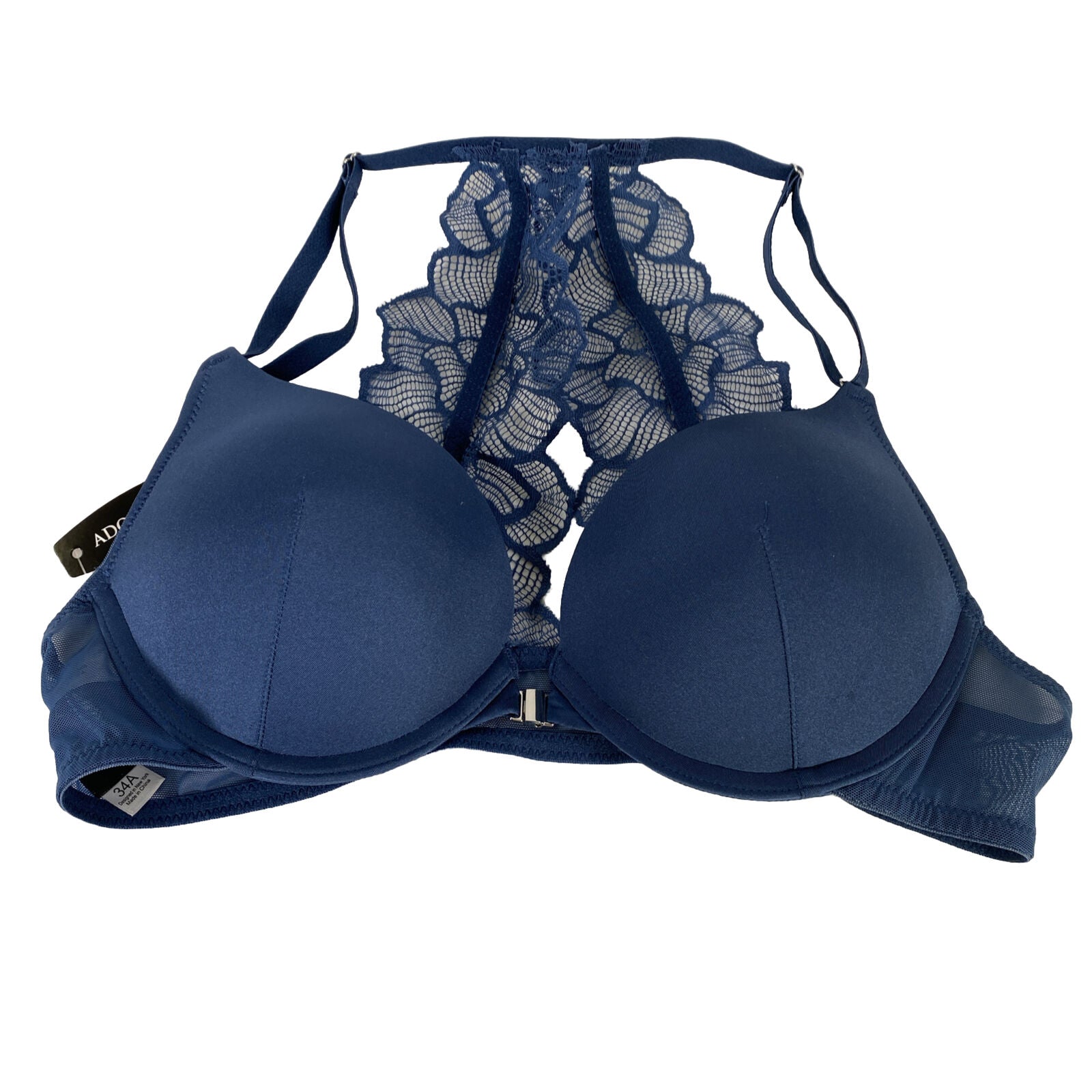 NEW Adore Me Women's Blue Lace Back Front Clasp Push Up Bra - 34A – The  Resell Club