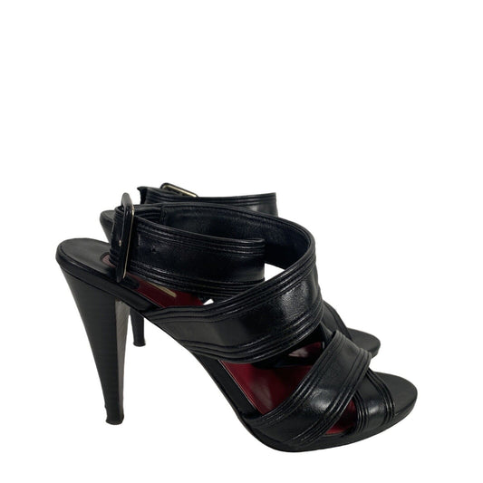 Max Studio Women's Black Leather Xchange Wrap Leather Heels - 8.5
