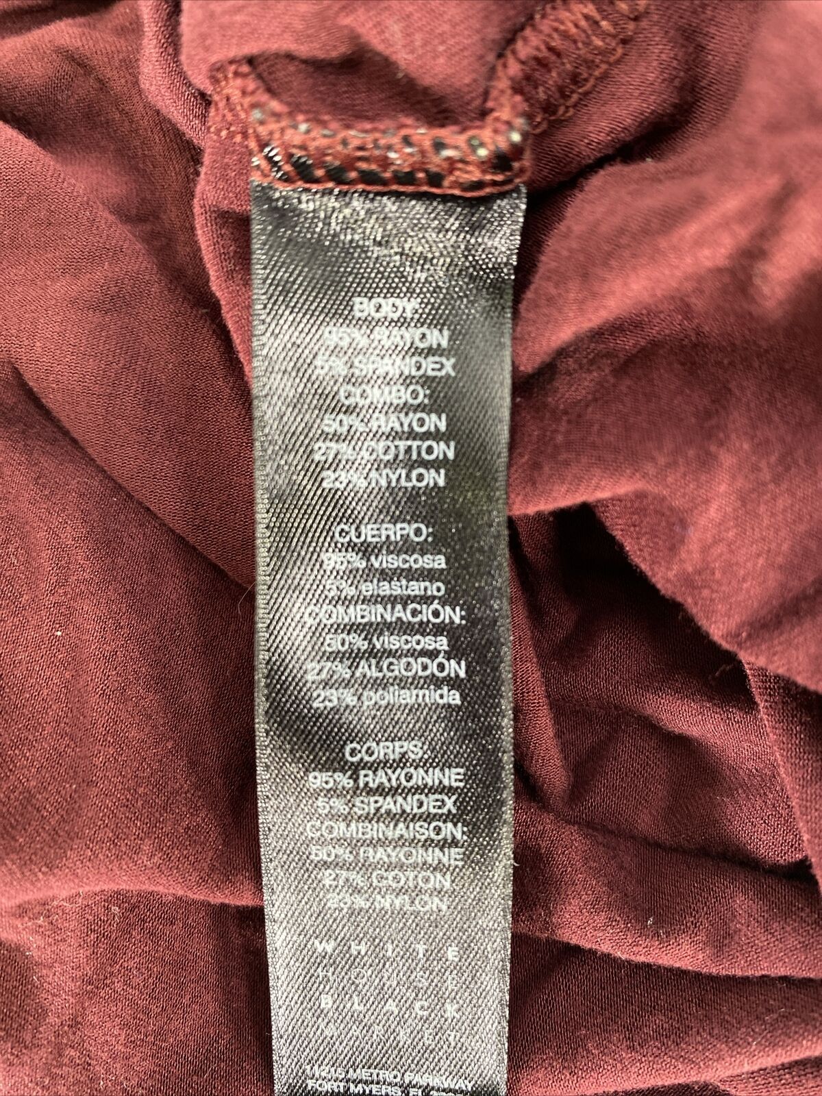 White House Black Market Women's Red Layered Boat Neck Top - XS