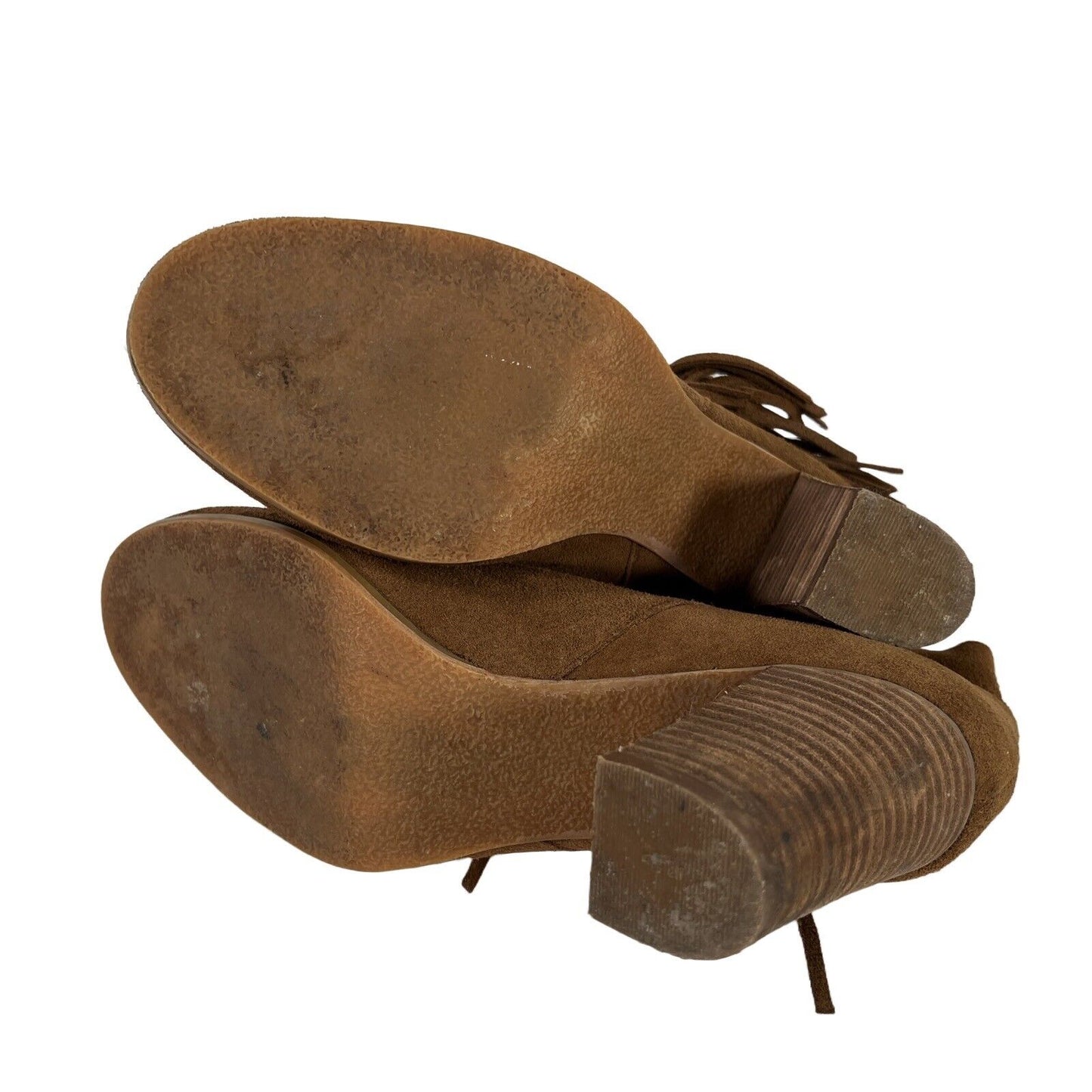 Crown Vintage Women's Brown Suede Fringe Booties - 8.5 M