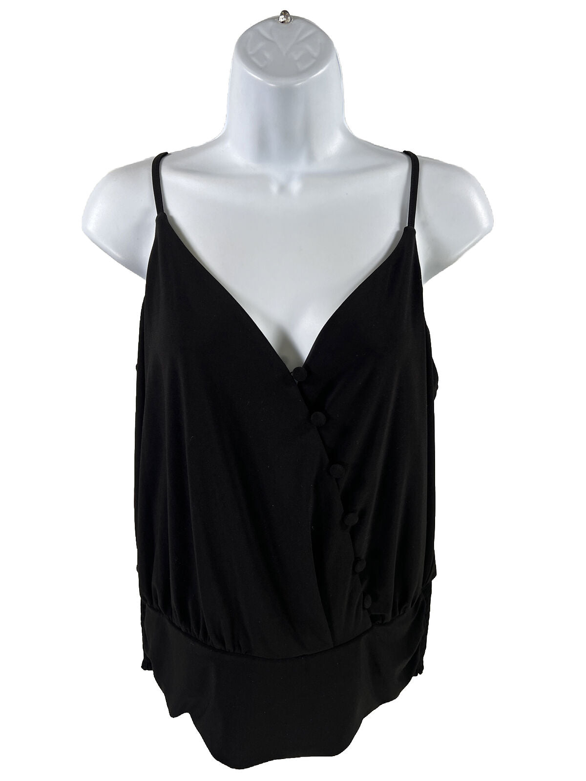 White House Black Market Women's Black Button Banded Hem Tank Top - M – The  Resell Club