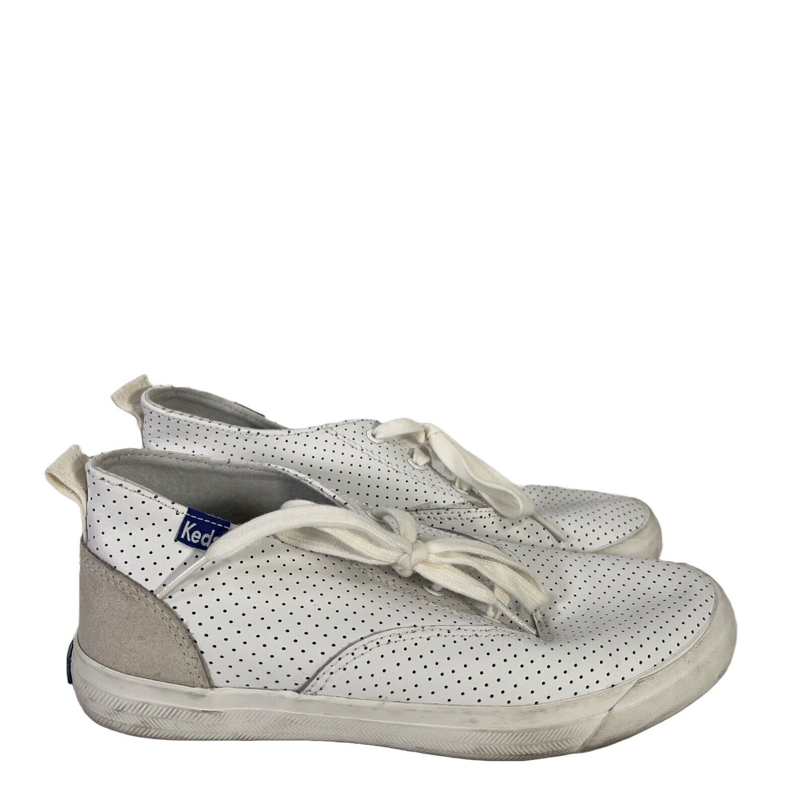 Keds Women's White Perforated Leather Lace Up Sneakers – The