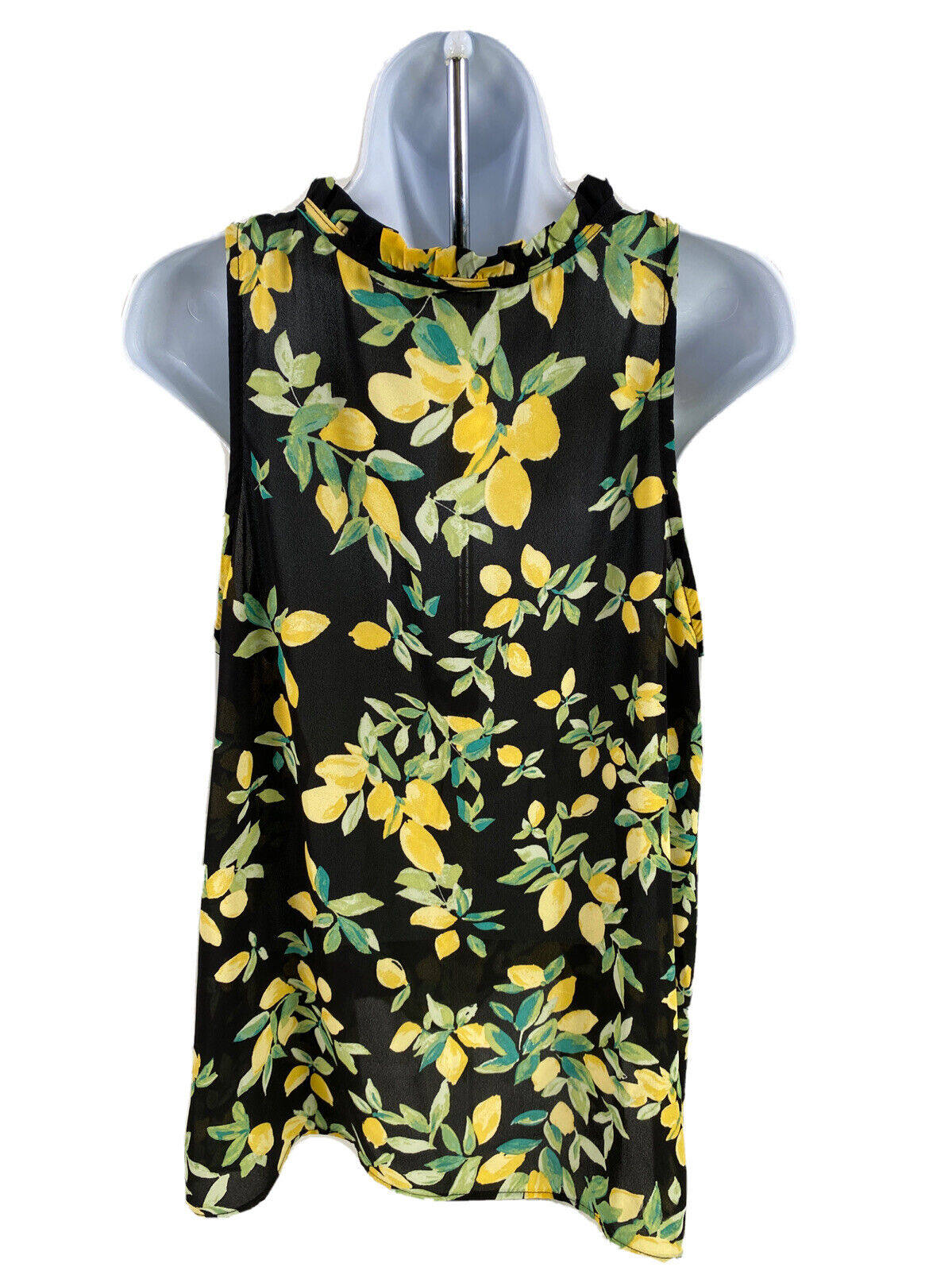 NEW Chenault Women's Black & Yellow Lemon Sheer Sleeveless Top - XL