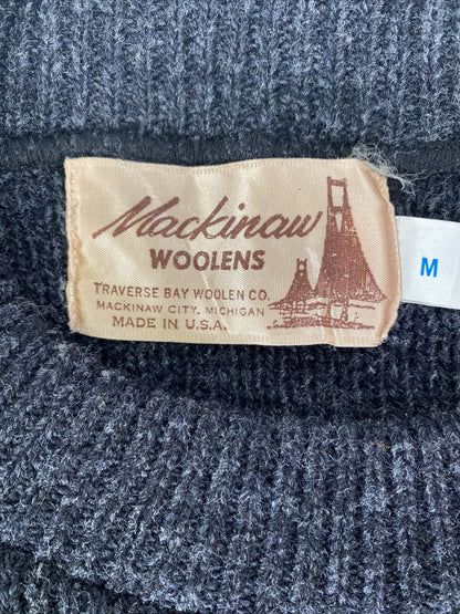 Mackinaw Woolens Men's Gray/Blue Long Sleeve Pullover Sweater Sz M