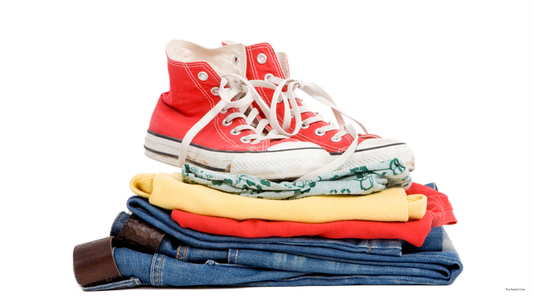 Stack of clothes with shoes