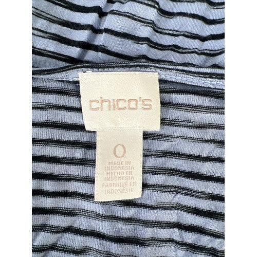 Chico's Women's Blue Striped Cap Sleeve Asymmetrical Top - 0/US S image 3