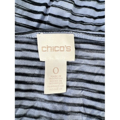 Chico's Women's Blue Striped Cap Sleeve Asymmetrical Top - 0/US S image 3