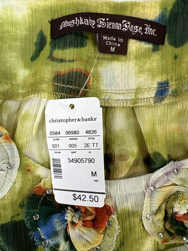 NEW Christopher and Banks Women's Multicolor Sheer Tie Dye Blouse - M image 3