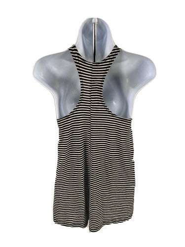 Athleta Women's Black/White Striped Crossroads High Neck Tank Top - XXS image 2