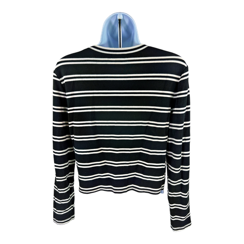 Halogen Women’s Black/White Striped Long Sleeve Cropped T-Shirt - S image 2