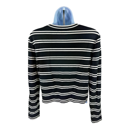 Halogen Women’s Black/White Striped Long Sleeve Cropped T-Shirt - S image 2
