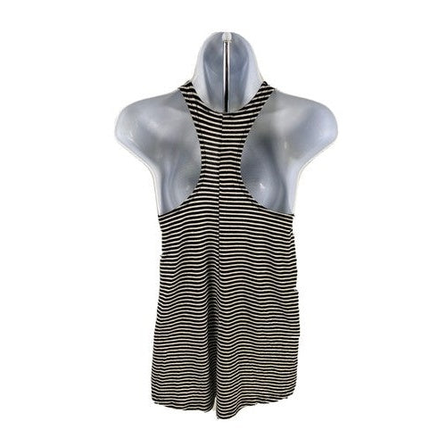 Athleta Women's Black/White Striped Crossroads High Neck Tank Top - XXS image 2